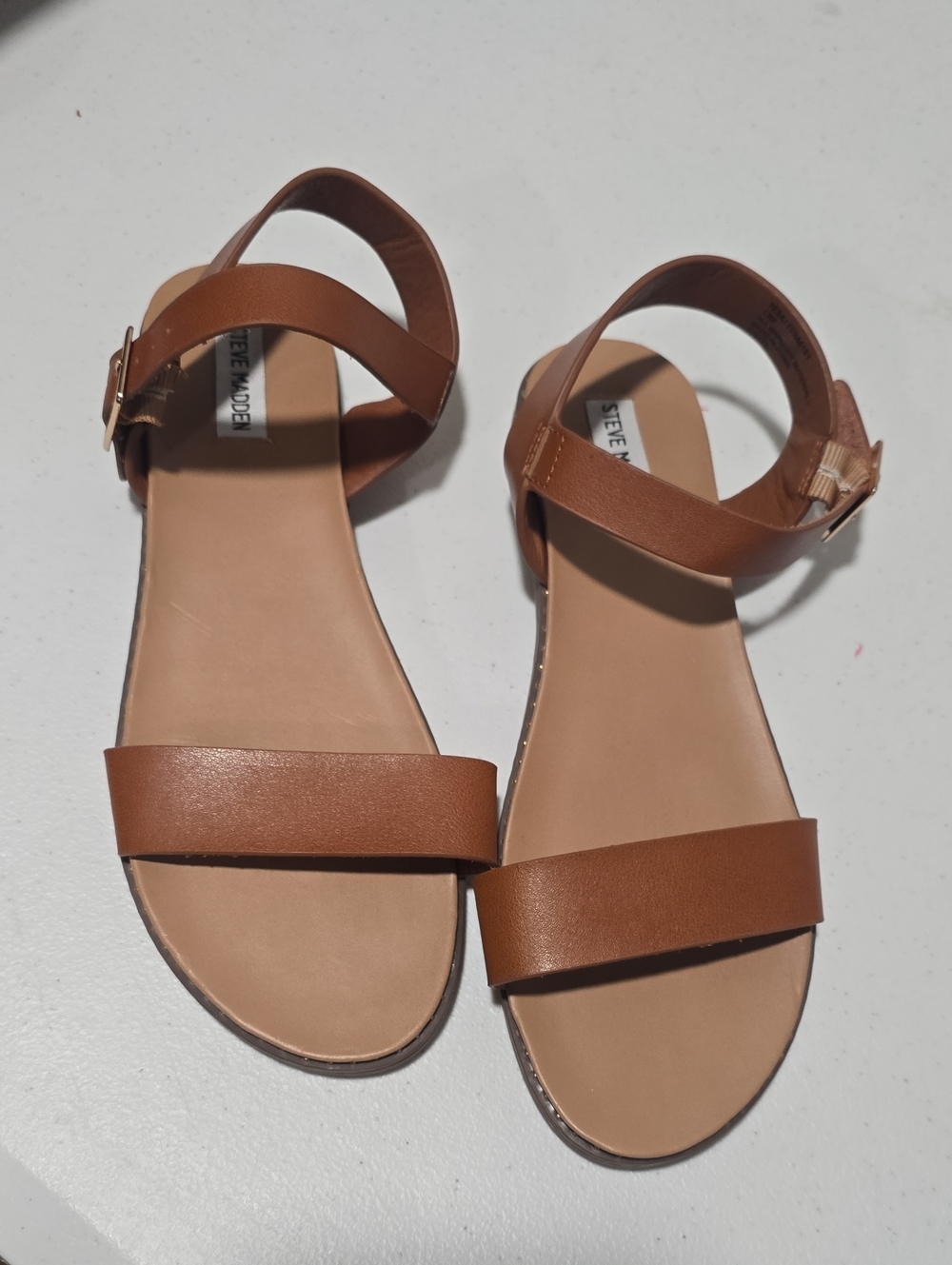 Steve Madden Brown Tan Leather Strap Sandals